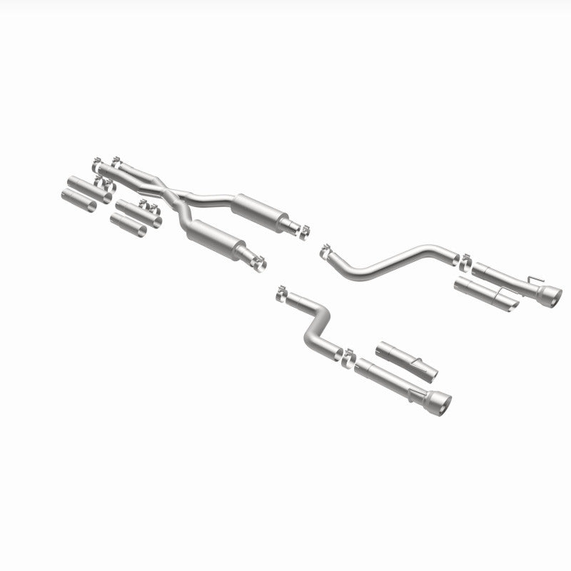 MagnaFlow 2017+ Dodge Charger 409 SS Polished 3in Quad Tips Cat-Back Exhaust components layout for performance upgrades.
