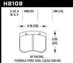 Hawk AP Racing 14mm Blue 9012 Race Brake Pads dimensions image