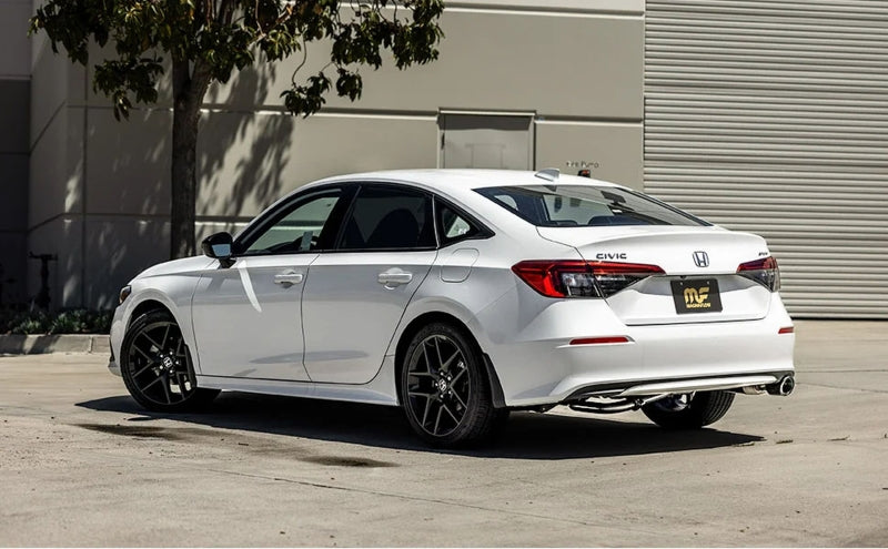 Magnaflow 2022+ Honda Civic Sport 2.0 Sedan NEO Cat-Back Exhaust System on a white Honda Civic.