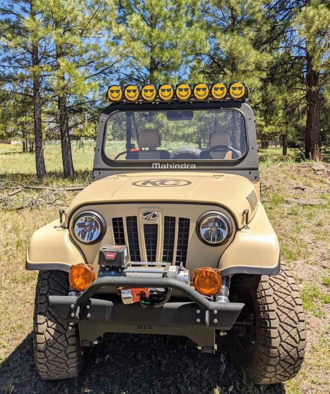 KC HiLiTES 6in. Hard Cover for Gravity Pro6 LED Lights (Single) - Smiley Face- Yellow/Black KC Logo on offroad vehicle