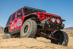 DV8 Offroad 07-18 Jeep Wrangler JK Front & Rear Flat Tube Fenders on a red Jeep in the desert