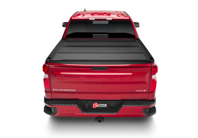 BAK 2020 Chevy Silverado 2500/3500 HD 8ft Bed BAKFlip MX4 Matte Finish on red truck, perfect for offroad performance upgrades.