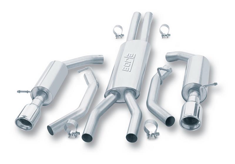 Borla 02 Ford Thunderbird SS Catback Exhaust system components.