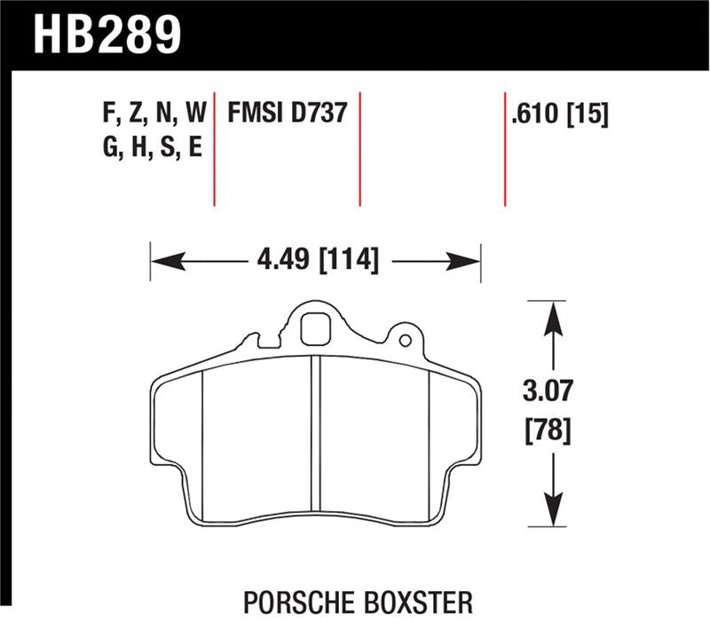 Hawk 97-08 Porsche Boxster DTC-60 Compound Front Brake Pads diagram
