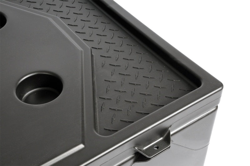 Detail of Deezee Universal Tool Box - Specialty Utility Chest Plastic 37In lid with molded cup holders.