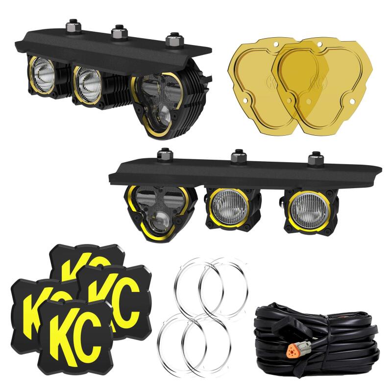 KC HiLiTES 2021+ Ford Bronco FLEX ERA 3 Dual Mode SAE Fog Light Pocket Kit with accessories and lenses Main image