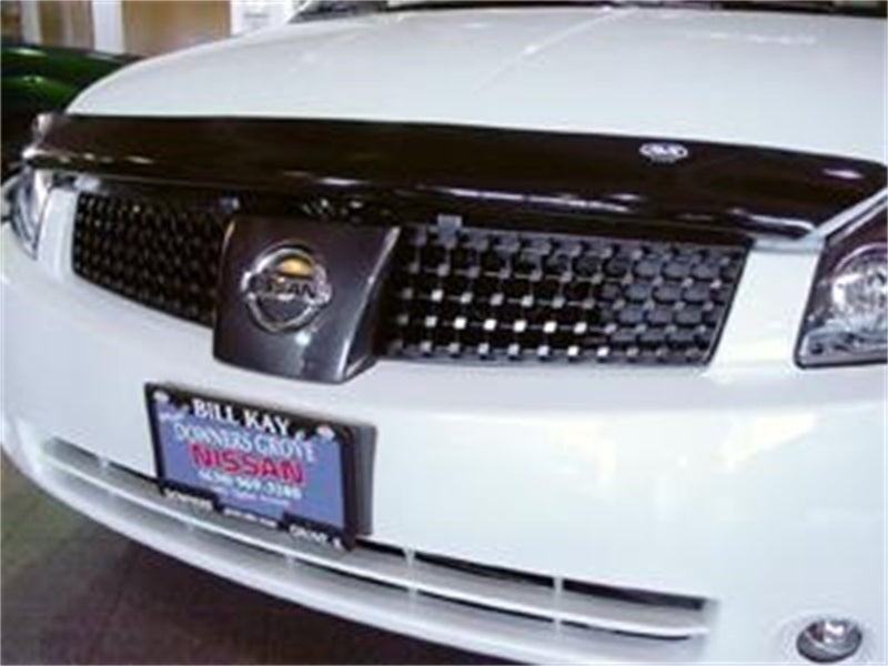 WeatherTech 04+ Nissan Quest Stone and Bug Deflector - Dark Smoke on white Nissan vehicle