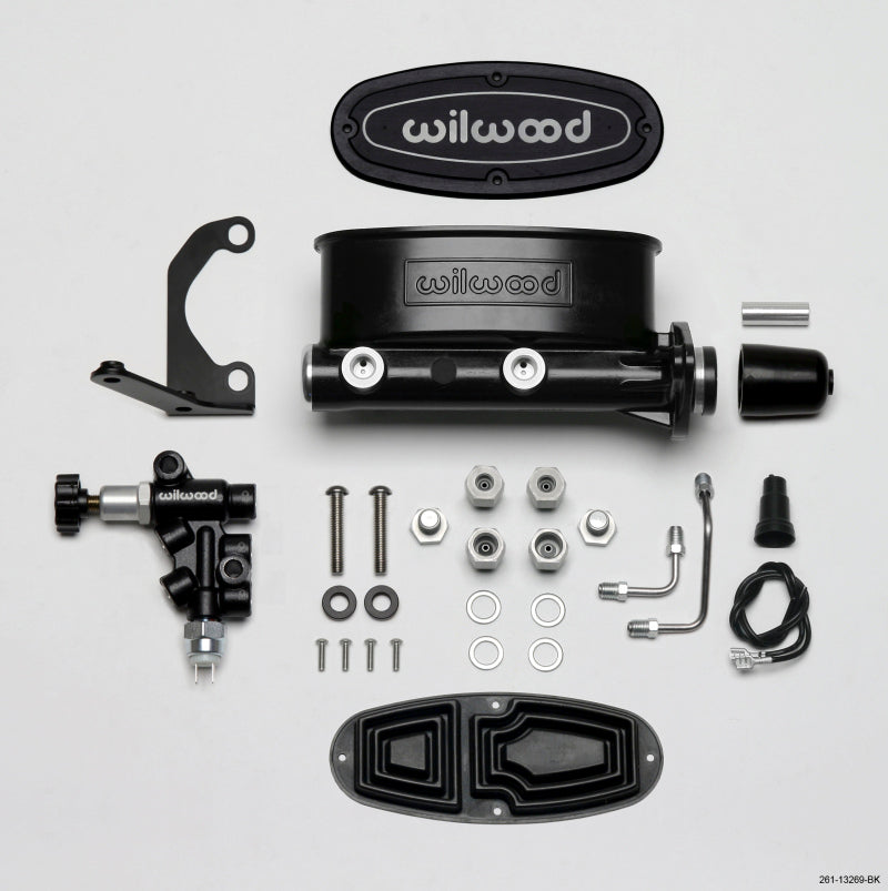 Wilwood HV Tandem M/C Kit w L/H Bracket & Prop Valve - 1in Bore Black Secondary image