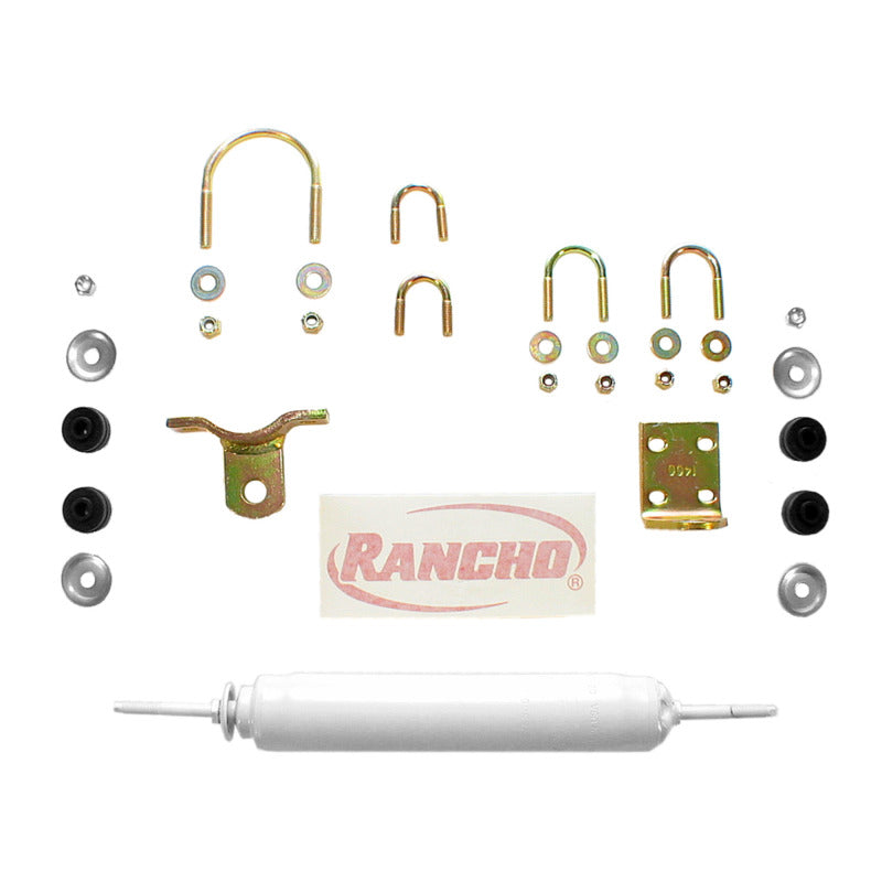 Rancho 59-66 Jeep CJ3 Front Steering Stabilizer Kit components