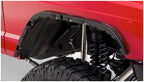 Bushwacker 84-01 Jeep Cherokee Flat Style Flares 4pc - Black on a red Jeep with offroad tires and suspension.