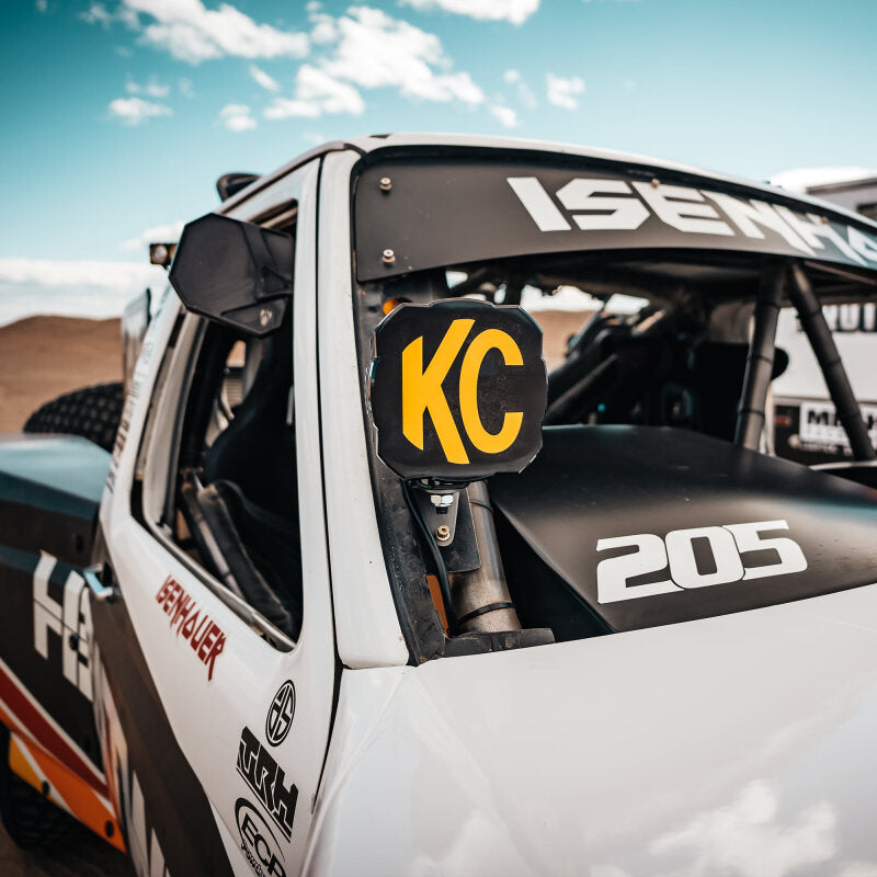 KC HiLiTES FLEX ERA 4 Light Shield Hard Cover (ea) - Black on off-road race truck