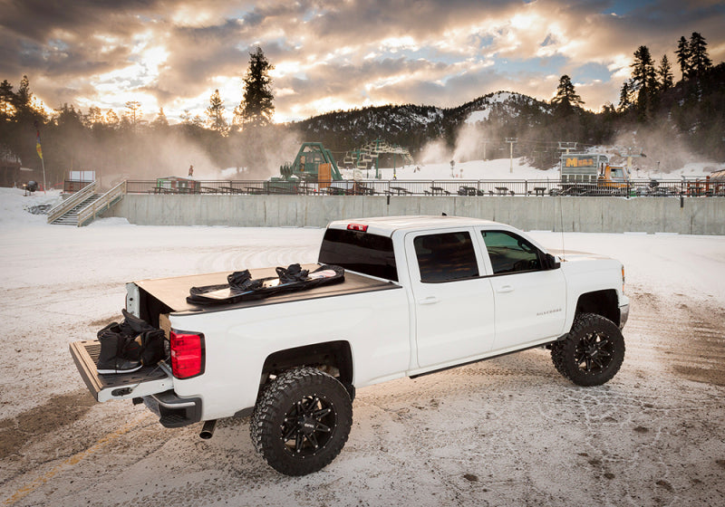 BAK 19-20 Chevy Silverado 5ft 8in Bed (New Body Style) Revolver X2 with offroad parts in snow.