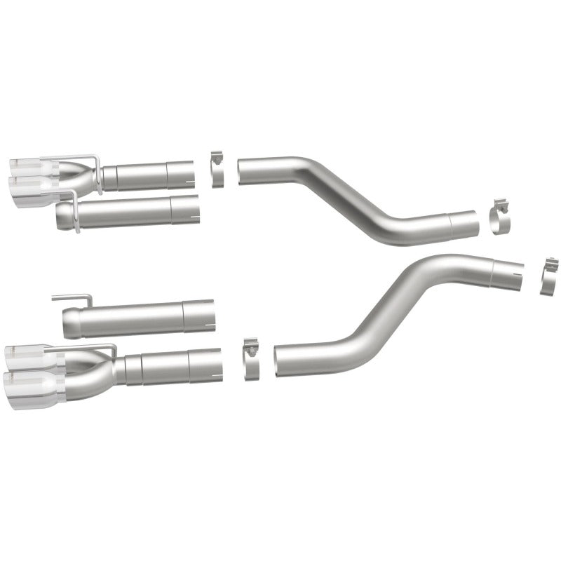 MagnaFlow Axle-Back, SS, 3in, Quad Split Rear 3.5 Tips 2015 Dodge Challenger incl SRT Hellcat exhaust system parts