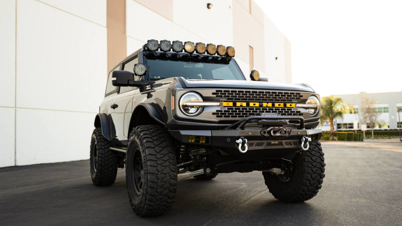 DV8 Offroad 21-23 Ford Bronco Spec Series Front Bumper with lights and offroad tires
