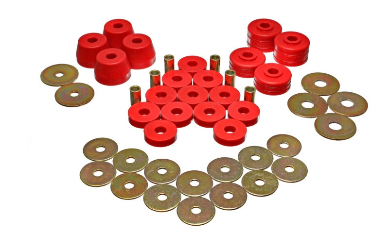Energy Suspension Body Mount Bushing Sets - Red for offroad performance upgrades