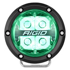 Rigid Industries 360-Series 4in LED Off-Road Spot Beam - RGBW (Pair) in green light