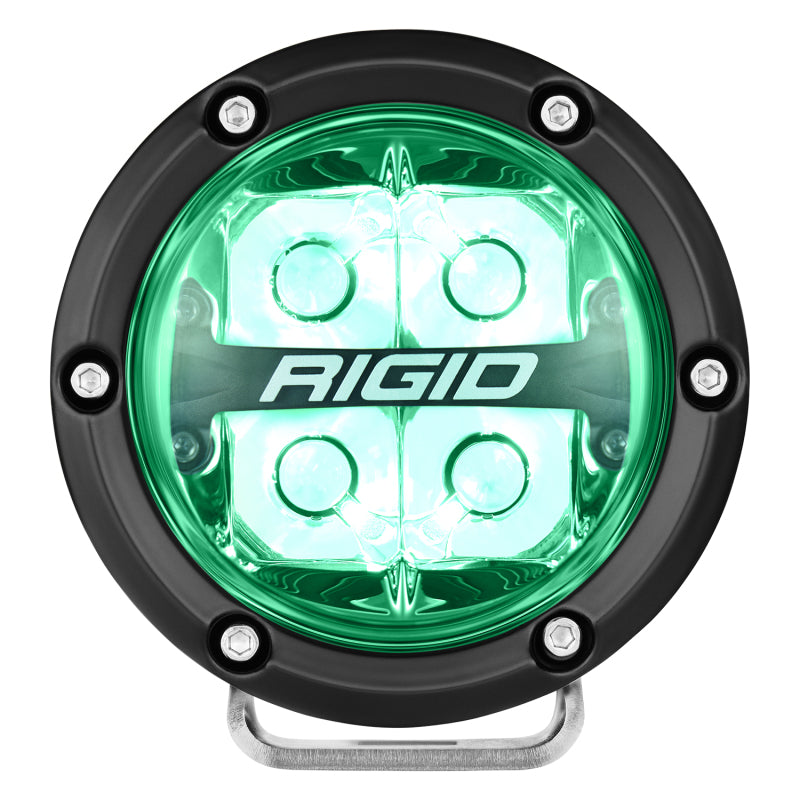 Rigid Industries 360-Series 4in LED Off-Road Spot Beam - RGBW (Pair) in green light