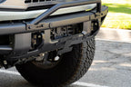 DV8 Offroad 21-22 Ford Bronco Factory Front Bumper Licence Relocation Bracket - Front on vehicle with offroad tires