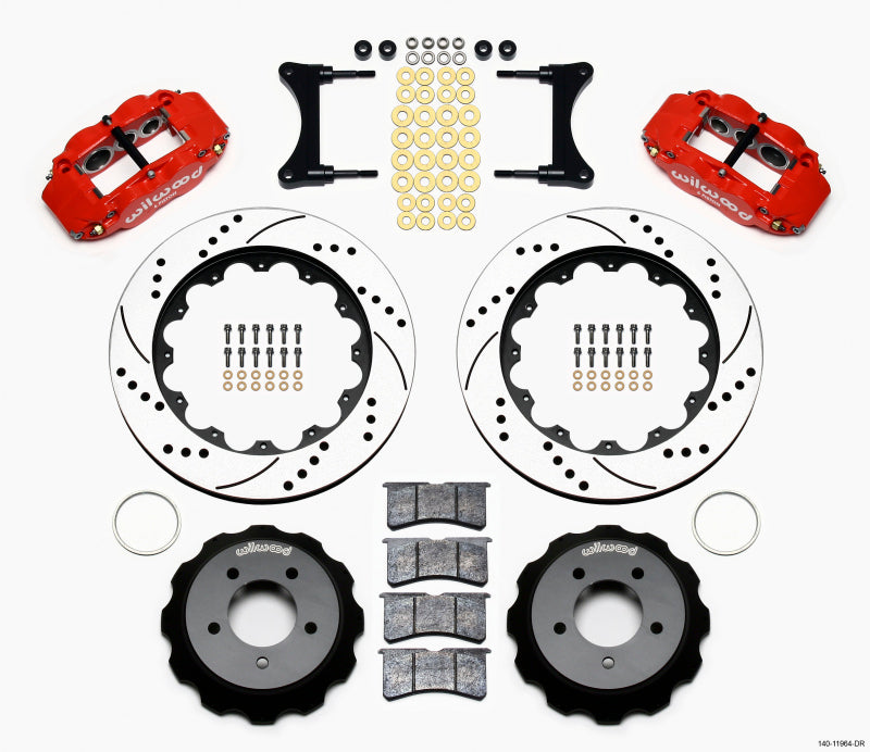Wilwood Narrow Superlite 6R Front Hat Kit 14.00in Drill Red 93-96 Mazda RX7 Secondary image