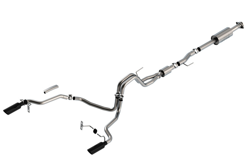 Borla F-150 2021 5.0L 4dr CC SB EC STB Lariat/KR/Pltnm/LTD 3/2.25 SRE Cat-Back S-Type Black CHR Tips exhaust system Main image