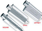 Borla XR-1 Racing Sportsman 3.5in. Outlet / 3.5in Inlet Oval Muffler types: offset, oval, and round exhaust designs.