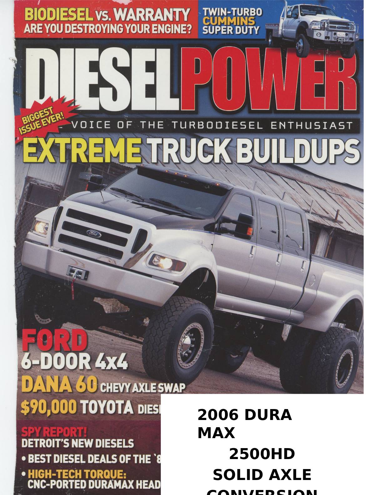 Diesel Power magazine cover featuring 2006 Ford 6-door 4x4 truck and offroad upgrades.