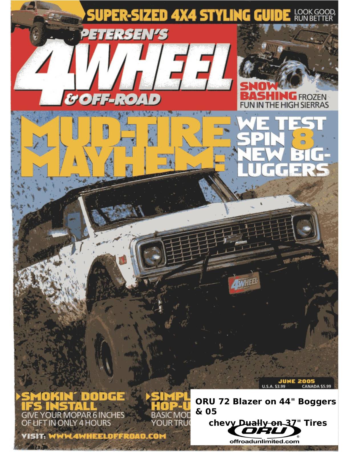 Petersen's 4Wheel & Off-Road magazine showcasing ORU parts for Jeep and offroad vehicles.
