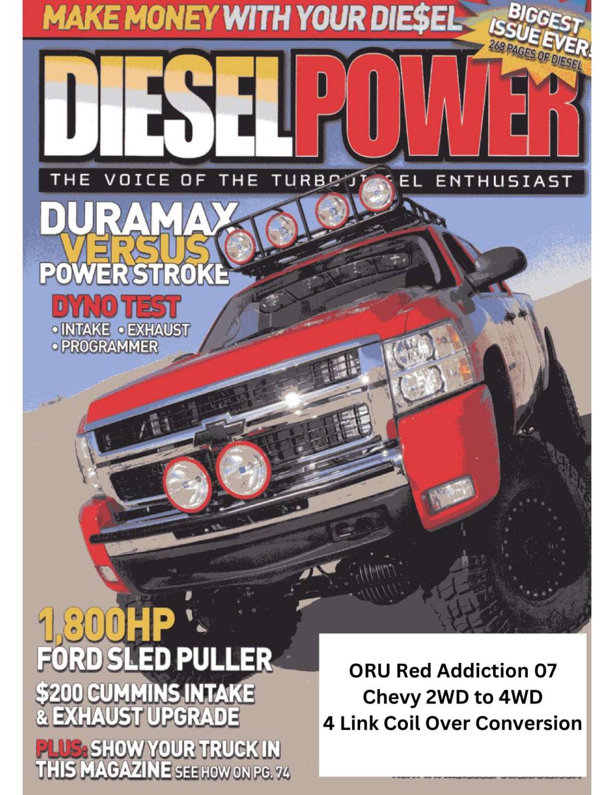 Diesel Power magazine cover featuring ORU Red Addiction truck with offroad upgrades.
