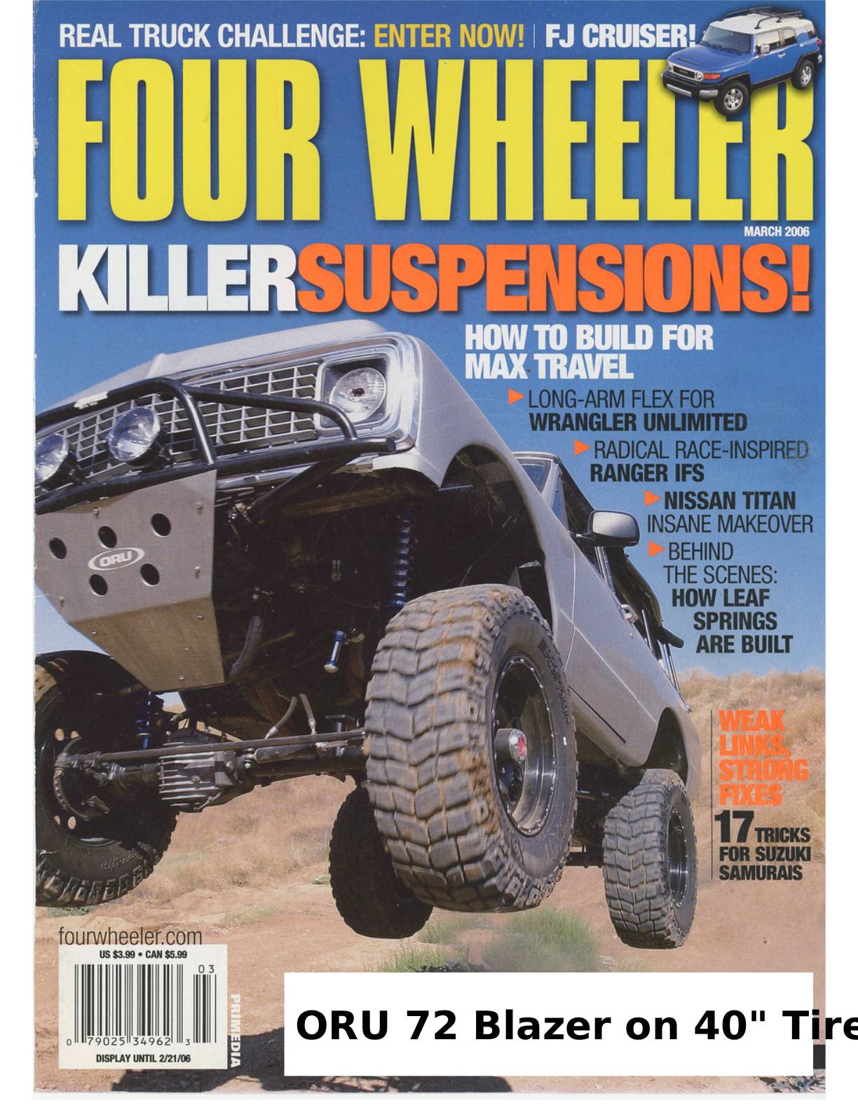 Four Wheeler magazine featuring ORU 72 Blazer with offroad parts and suspension lift kits.
